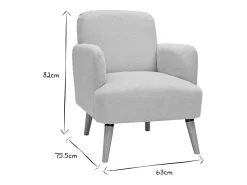 Sillón nórdico de tejido efecto aterciopelado texturizado beige y madera ISKO