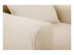 Sillón nórdico de tela beige y madera de caucho maciza KATE