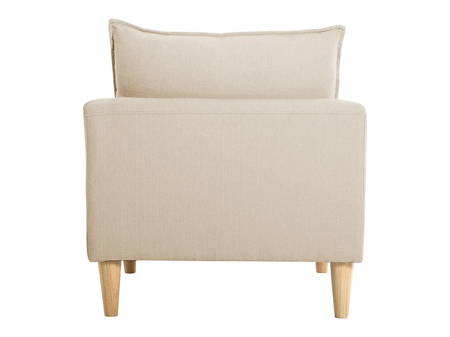 Sillón nórdico de tela beige y madera de caucho maciza KATE