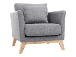 Sillón nórdico gris claro patas madera clara OSLO