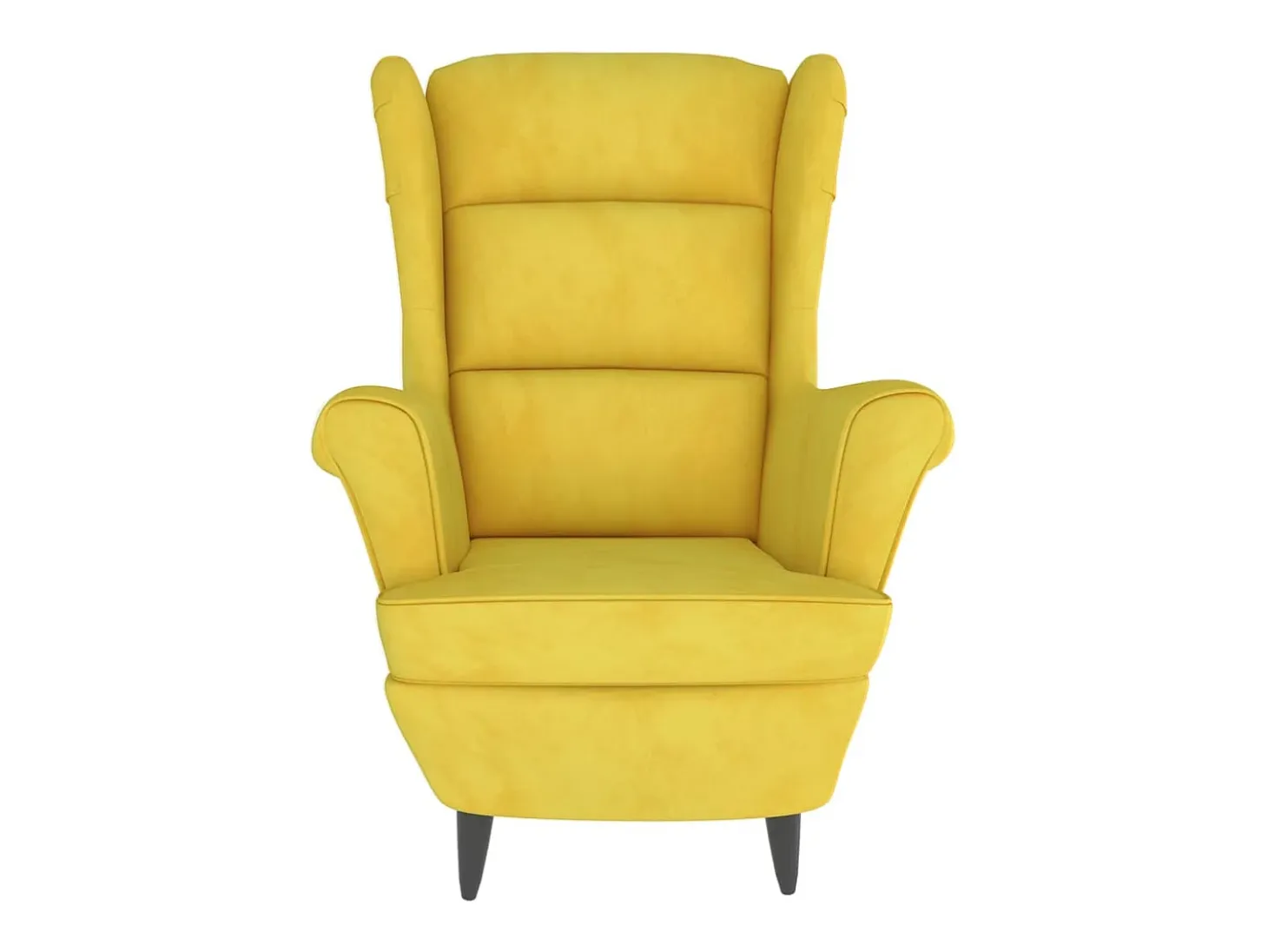 Sillón orejero con taburete terciopelo amarillo mostaza