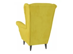 Sillón orejero con taburete terciopelo amarillo mostaza