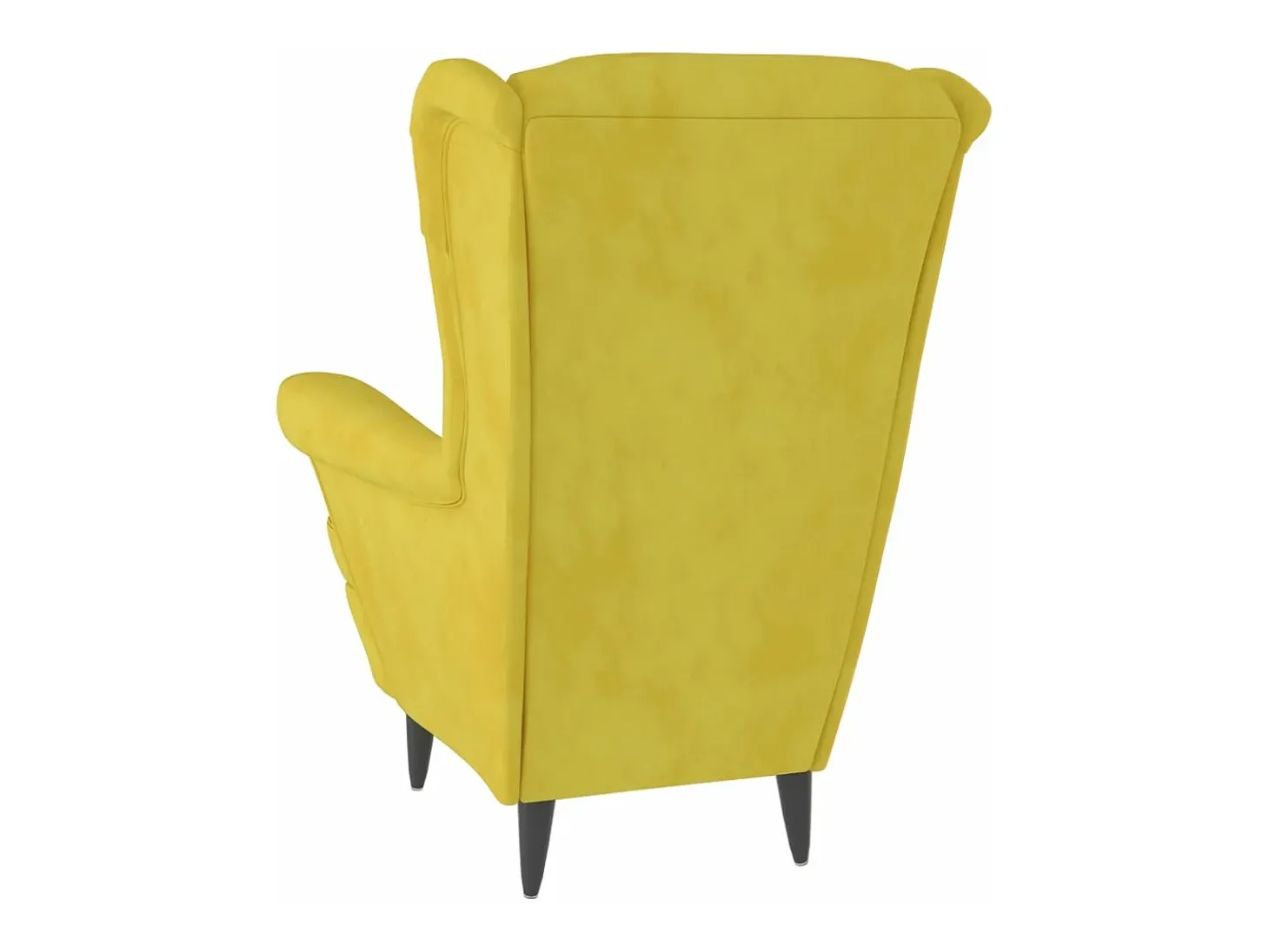 Sillón orejero con taburete terciopelo amarillo mostaza