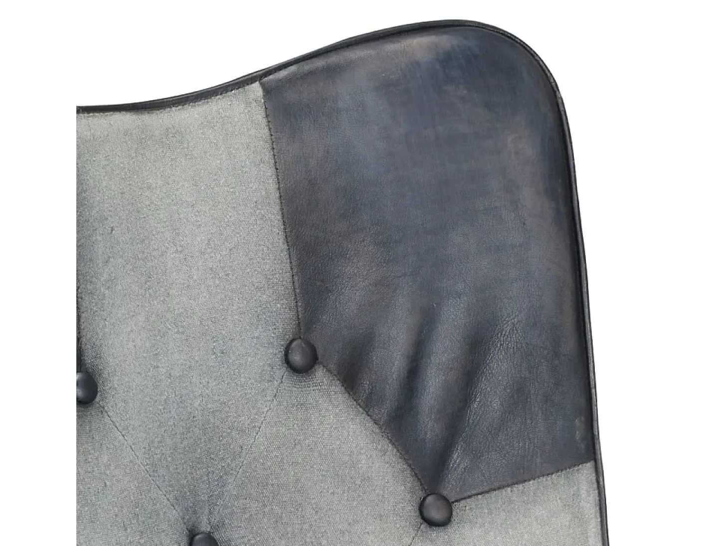 Sillón orejero de cuero auténtico gris canela