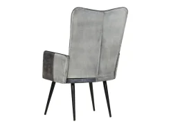 Sillón orejero de cuero auténtico gris canela