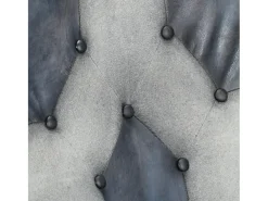 Sillón orejero de cuero auténtico gris canela