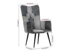 Sillón orejero de cuero auténtico gris canela