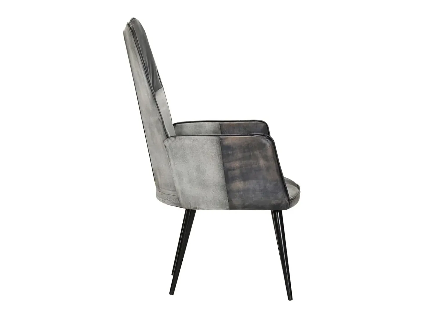 Sillón orejero de cuero auténtico gris canela