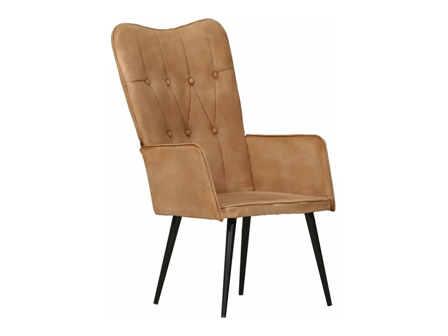 Sillón orejero de cuero auténtico marrón canela