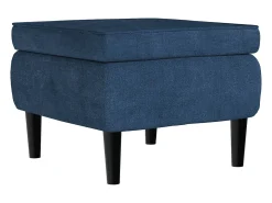 Sillón orejero y taburete de terciopelo azul