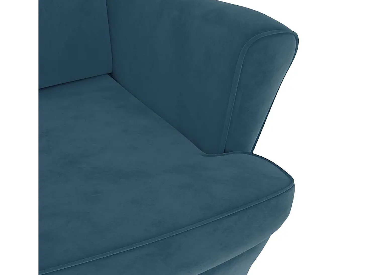 Sillón orejero y taburete de terciopelo azul