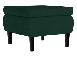 Sillón orejero y taburete de terciopelo verde oscuro