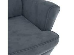 Sillón orejero y taburete de terciopelo gris oscuro