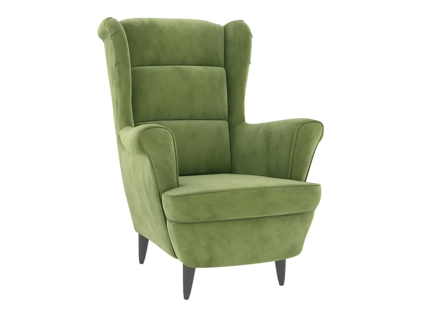 Sillón orejero y taburete de terciopelo verde claro