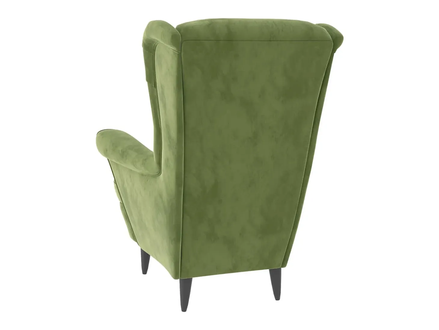 Sillón orejero y taburete de terciopelo verde claro