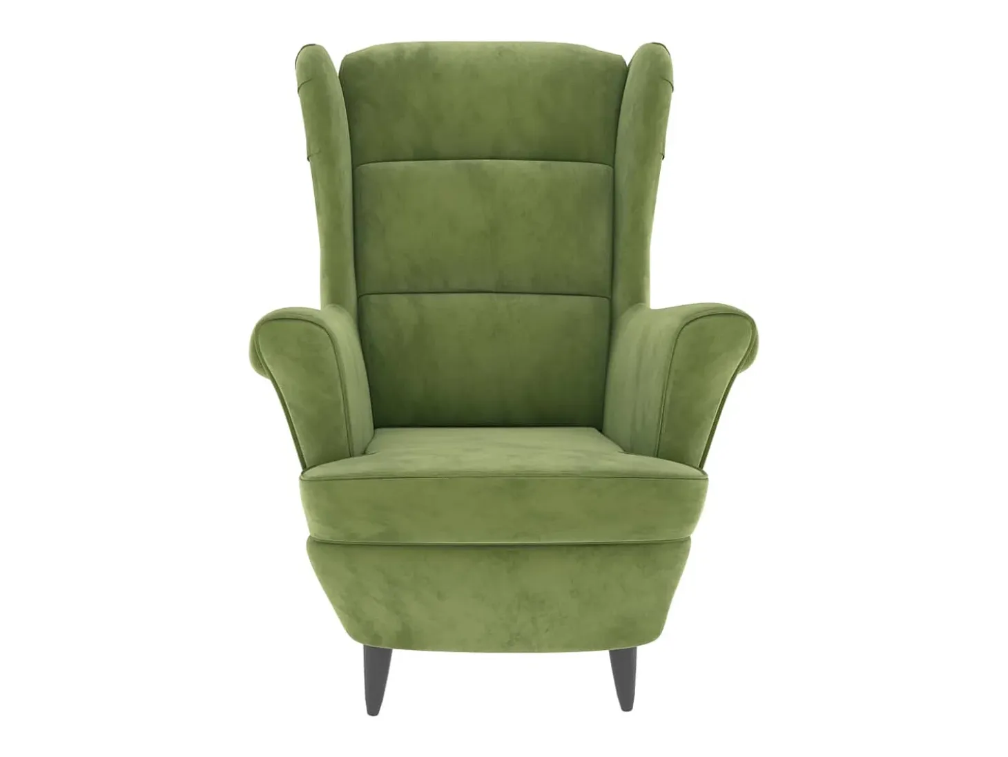 Sillón orejero y taburete de terciopelo verde claro