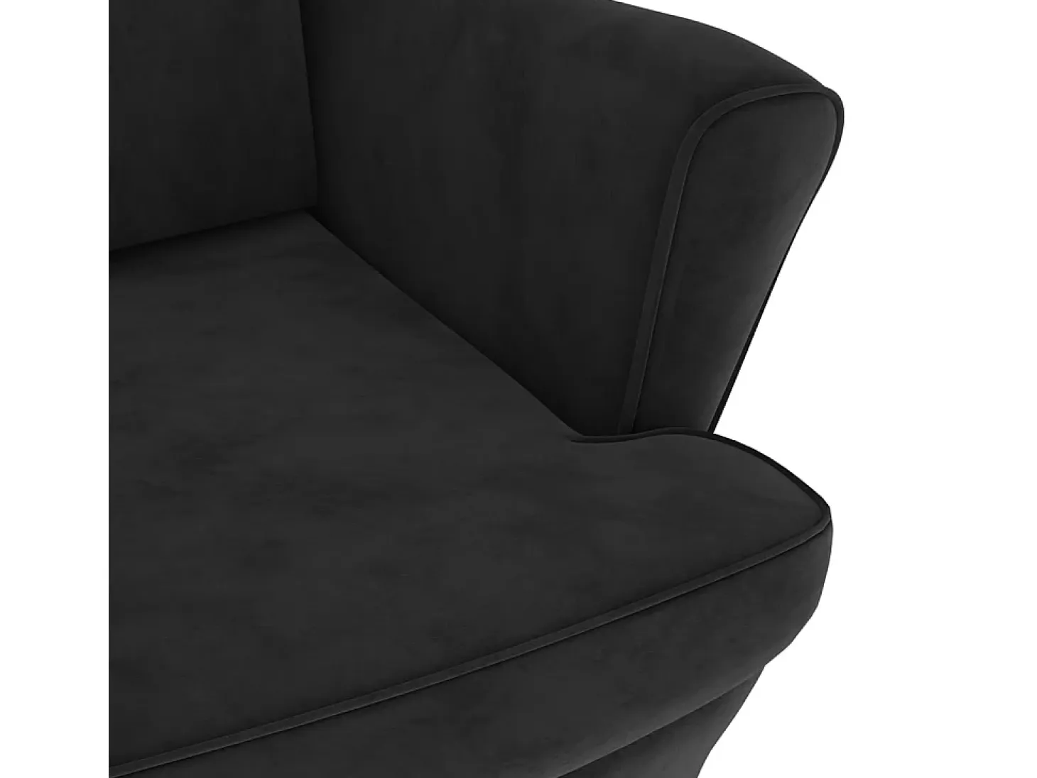 Sillón orejero y taburete de terciopelo azul