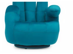 Sillón pivotante forma de mano CATCHY terciopelo verde azul