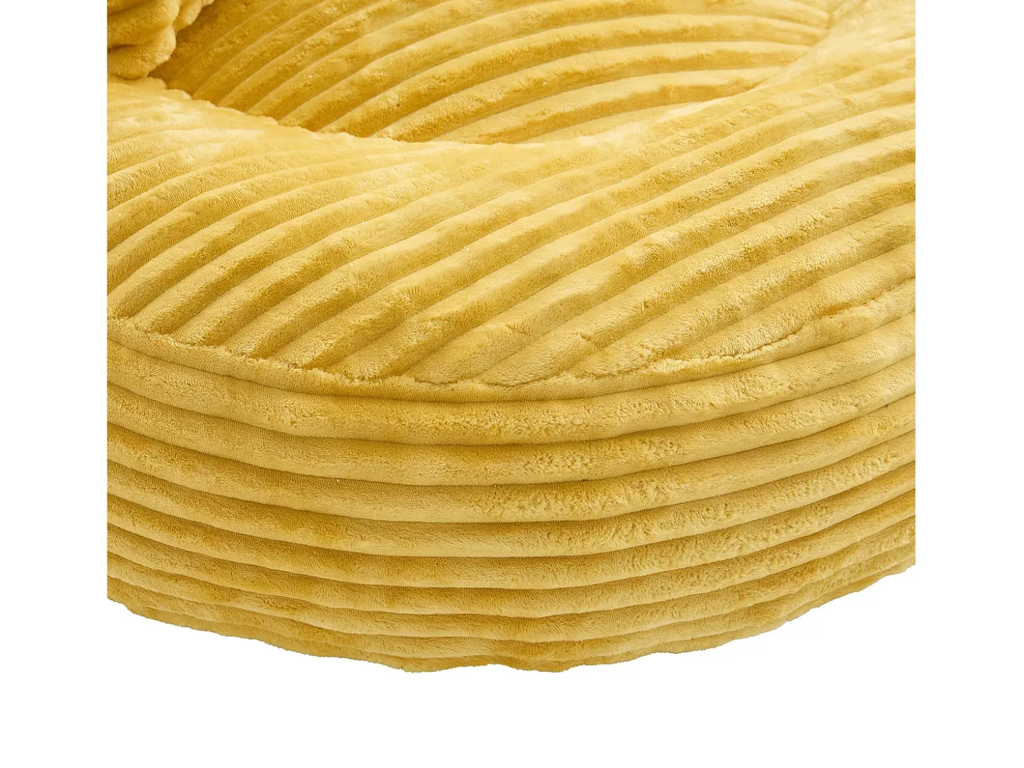 Sillón puf de pana - Con 3 cojines - Amarillo mostaza