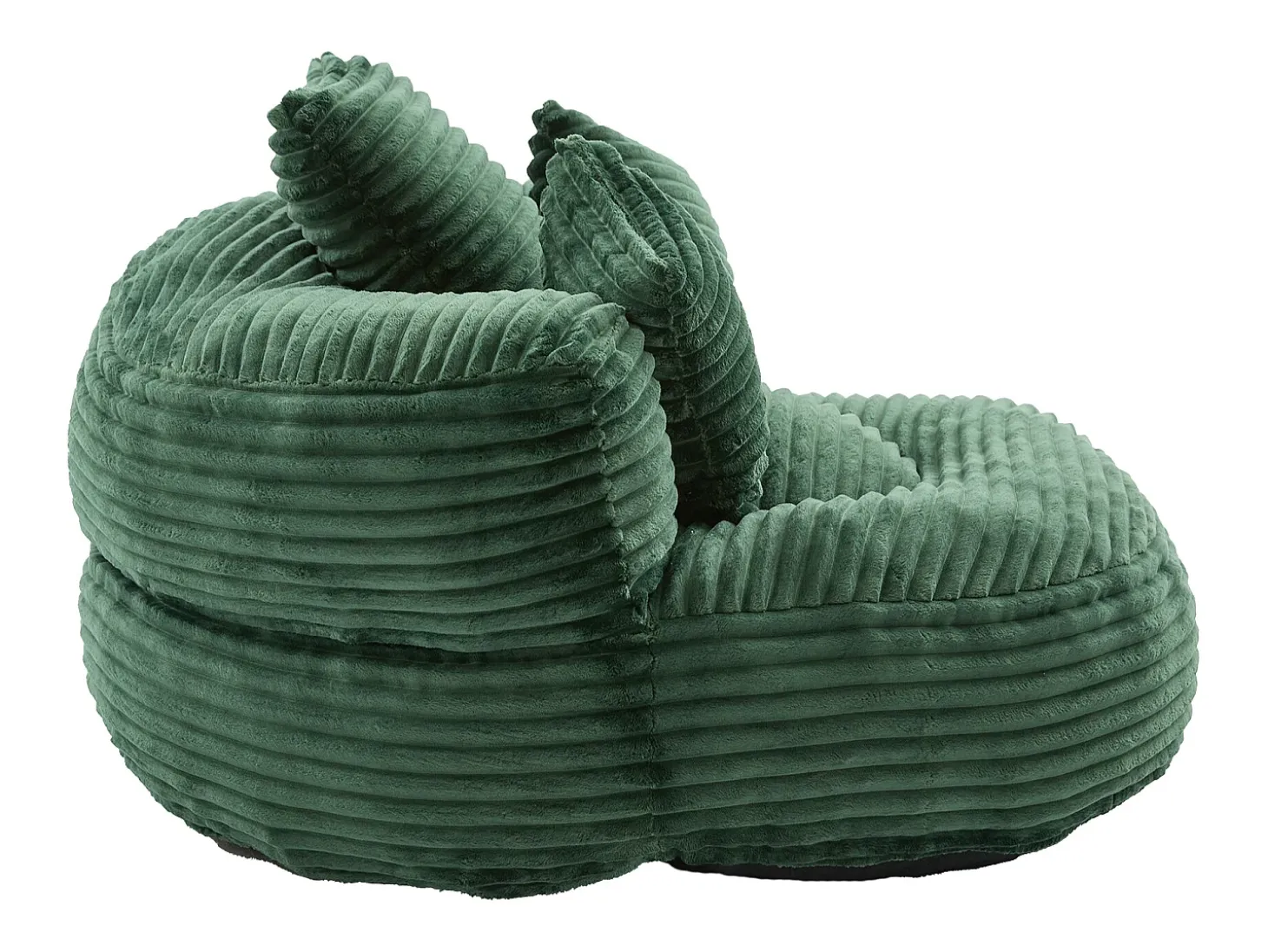 Sillón puf de pana - Con 3 cojines - Verde esmeralda