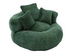 Sillón puf de pana - Con 3 cojines - Verde esmeralda