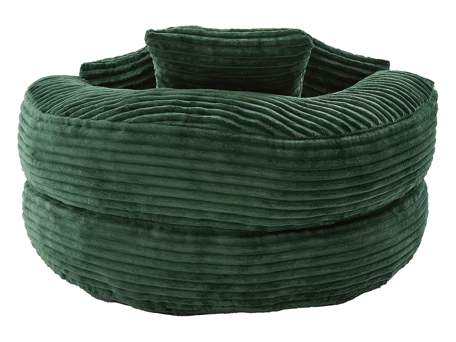 Sillón puf de pana - Con 3 cojines - Verde esmeralda
