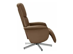 Sillón reclinable con reposapiés tela marrón YOE19498