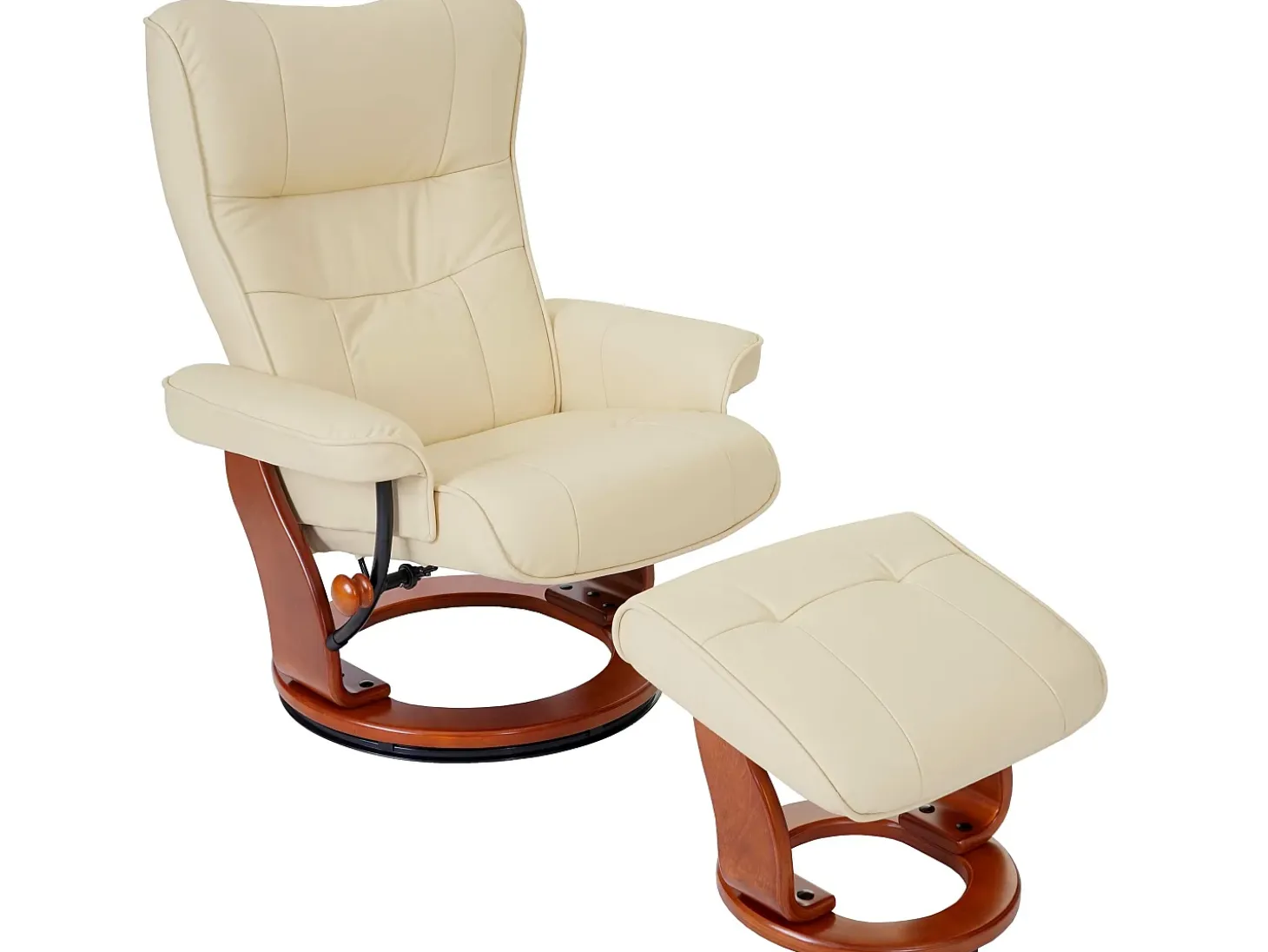 Sillón reclinable Edmonton con taburete, crema, color miel