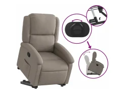 Sillón reclinable elevable tela gris taupe