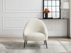 Sillón recto en tela texturizada color beige RIBEDI