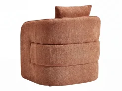 Sillón redondeado de tela jaspeada color terracota LANITO
