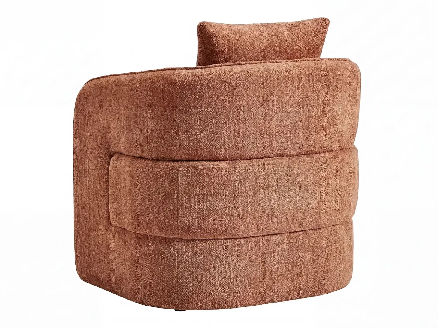 Sillón redondeado de tela jaspeada color terracota LANITO