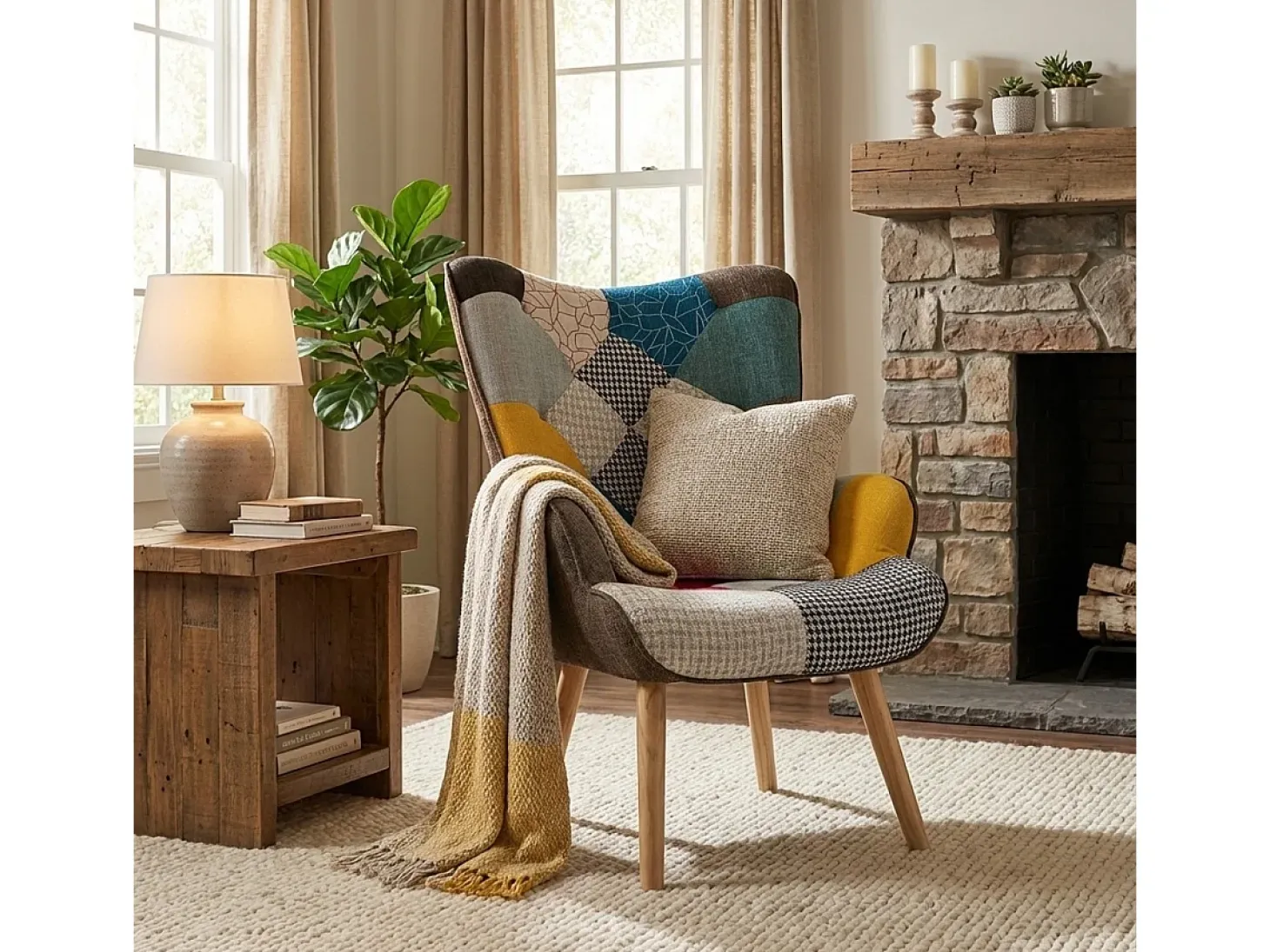Sillón relax butaca con reposabrazos Patchwork Patchy Chic