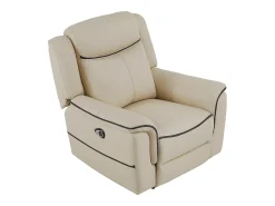 Sillón relax eléctrico de cuero color beige ADELIO