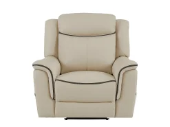 Sillón relax eléctrico de cuero color beige ADELIO