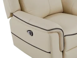 Sillón relax eléctrico de cuero color beige ADELIO