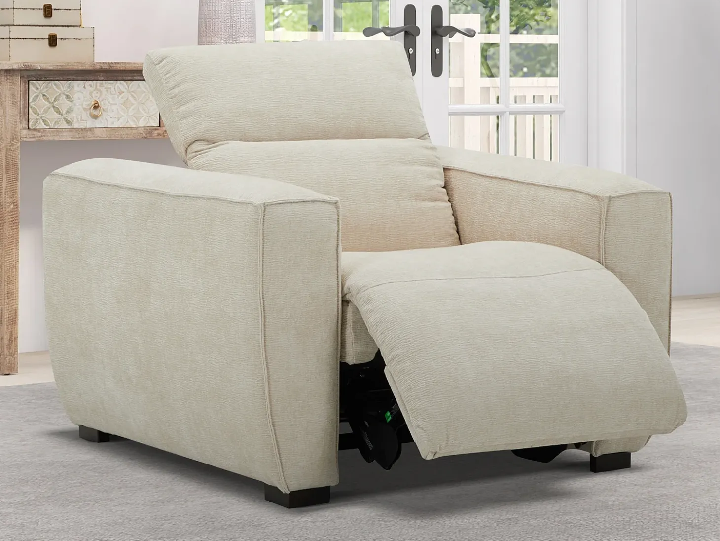 Sillón relax eléctrico de tela color beige LAGUNDI