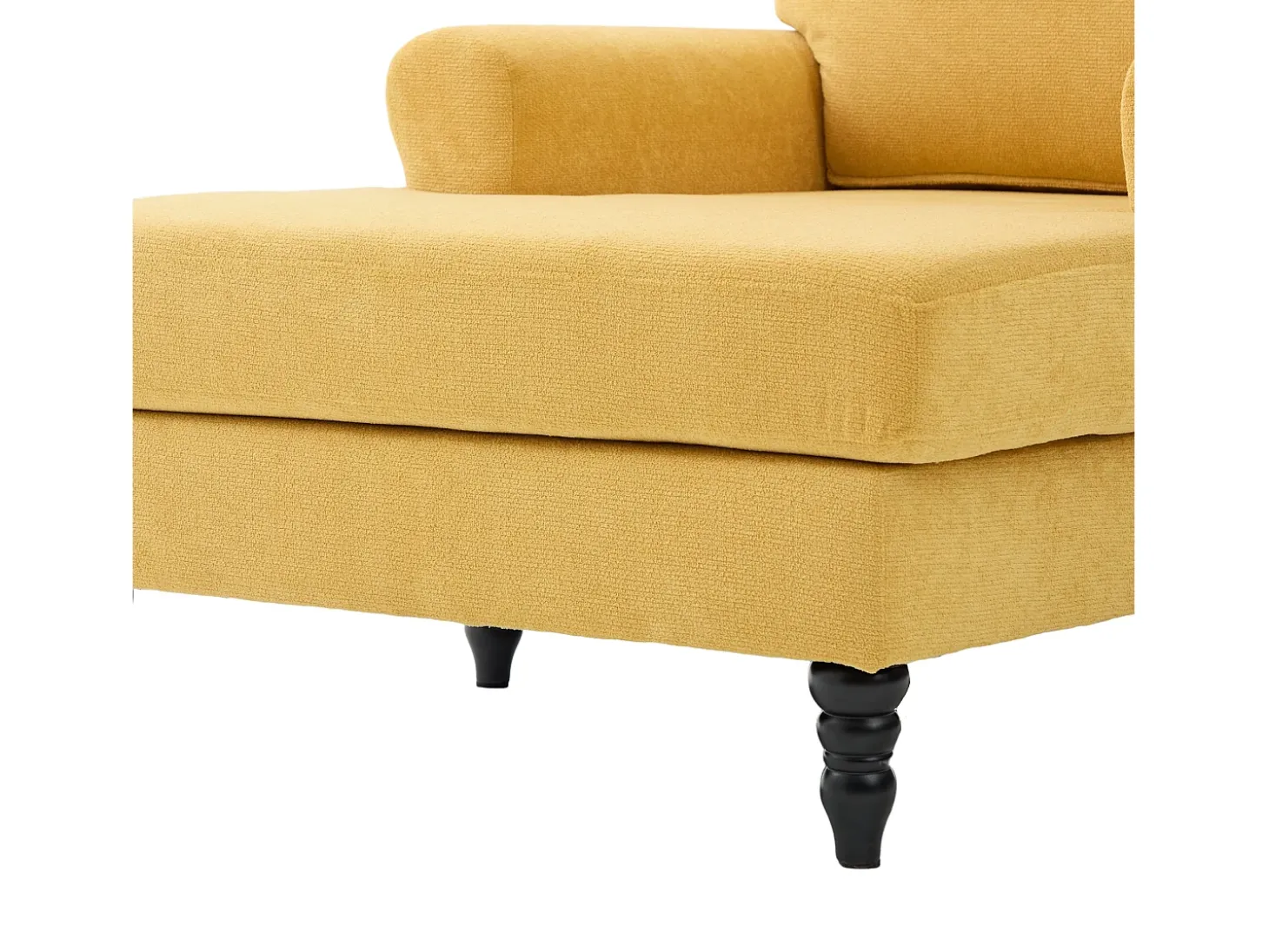Sillón relax en tejido chenilla amarillo mostaza - Con bolsillos laterales