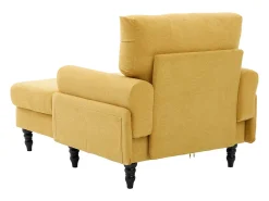 Sillón relax en tejido chenilla amarillo mostaza - Con bolsillos laterales