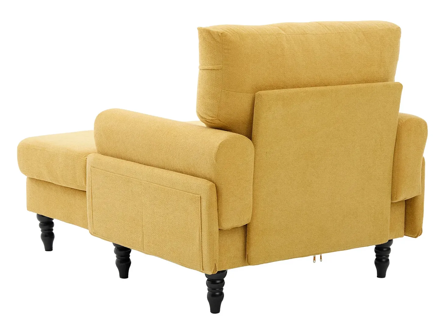 Sillón relax en tejido chenilla amarillo mostaza - Con bolsillos laterales