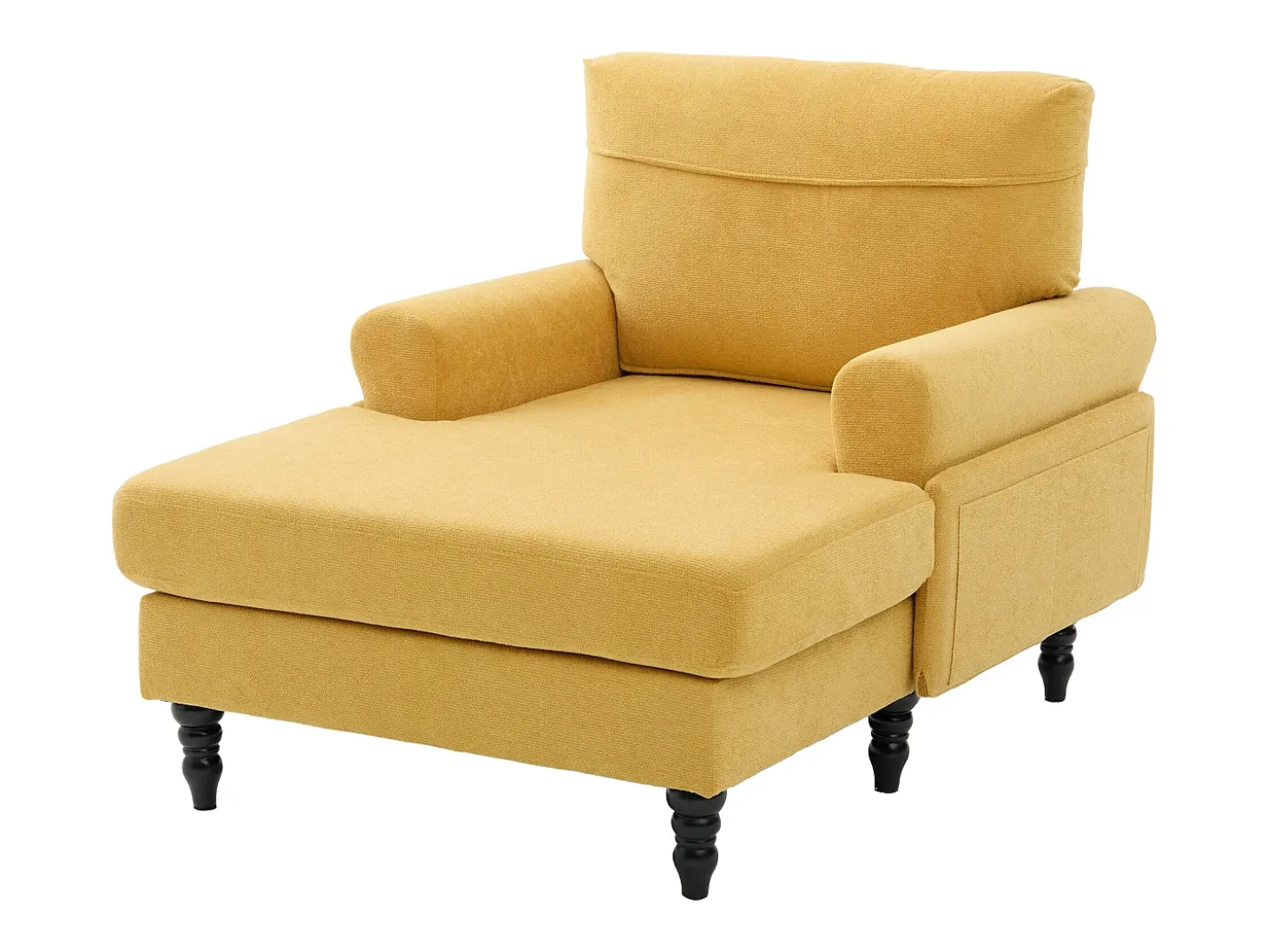 Sillón relax en tejido chenilla amarillo mostaza - Con bolsillos laterales