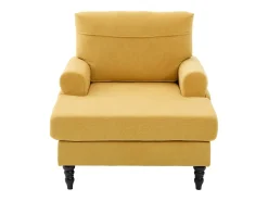 Sillón relax en tejido chenilla amarillo mostaza - Con bolsillos laterales