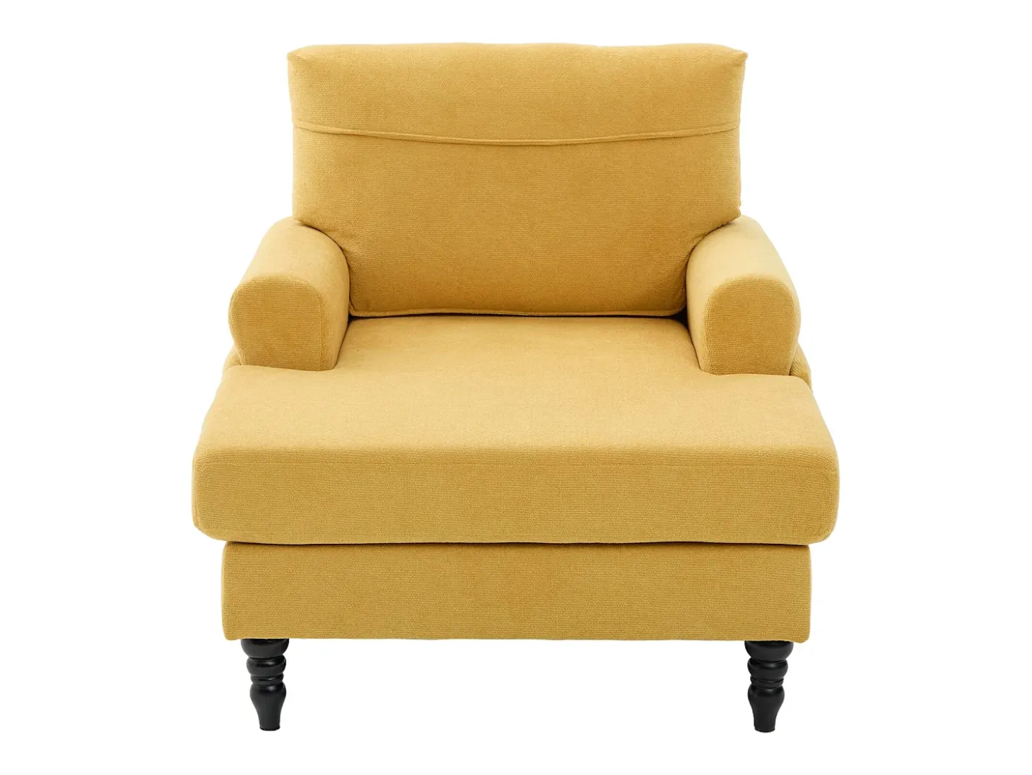 Sillón relax en tejido chenilla amarillo mostaza - Con bolsillos laterales
