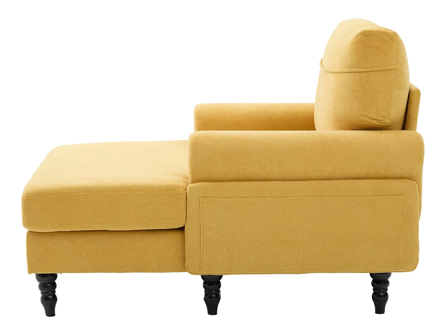 Sillón relax en tejido chenilla amarillo mostaza - Con bolsillos laterales