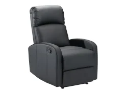 Sillón relax manual de piel sintética de color negro - ISAO