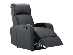 Sillón relax manual de piel sintética de color negro - ISAO