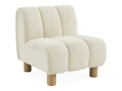 Sillón relax pies redondeados madera de hevea y borreguito crema