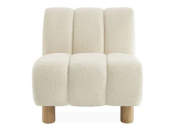 Sillón relax pies redondeados madera de hevea y borreguito crema