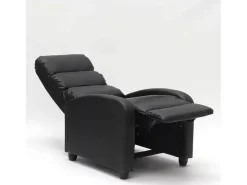 Sillón relax reclinable con reposapiés símil piel Alice - Negro