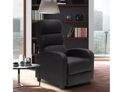 Sillón relax reclinable con reposapiés símil piel Alice - Negro